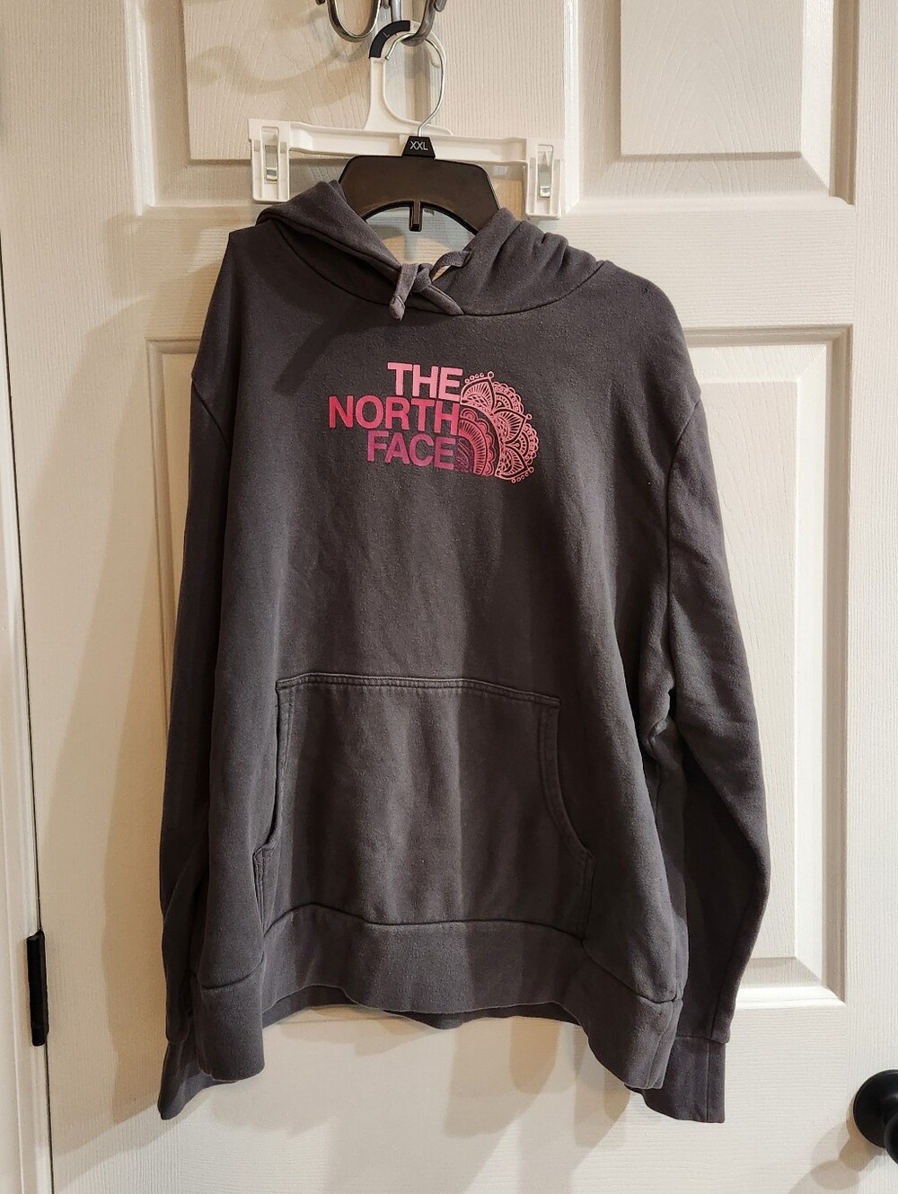 Women's North Face Cotton Hoodie Gray Pink size xl